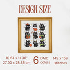 9 Christmas Cats Mini Cross Stitch Patterns, Small Quick Designs