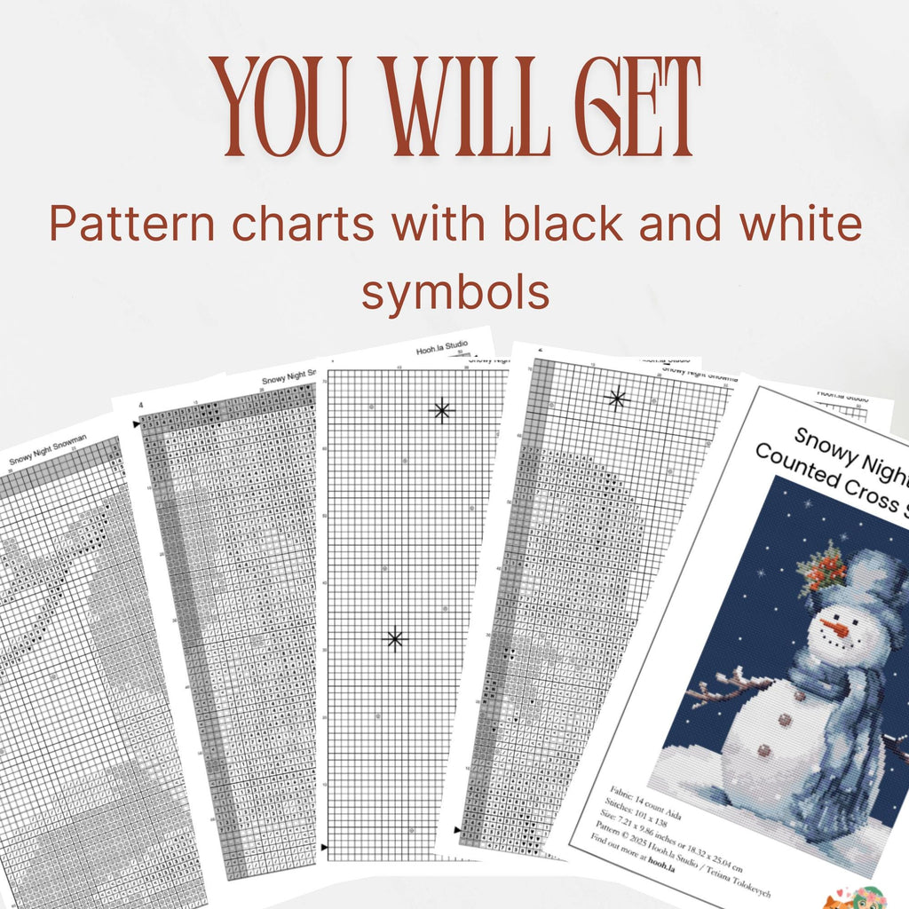 Christmas Snowman Cross Stitch Pattern PDF, Small Easy Winter Design for Beginners
