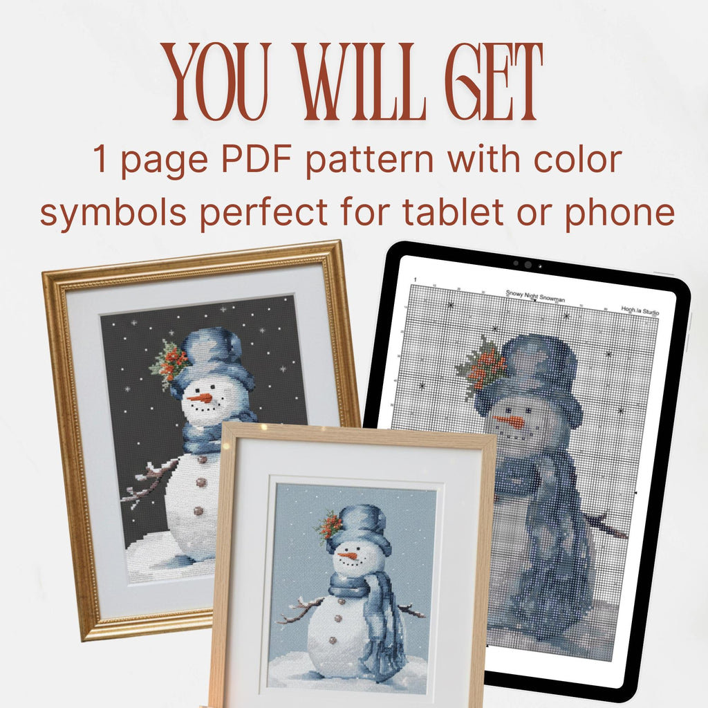 Christmas Snowman Cross Stitch Pattern PDF, Small Easy Winter Design for Beginners