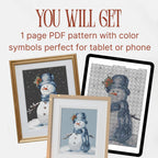Christmas Snowman Cross Stitch Pattern PDF, Small Easy Winter Design for Beginners