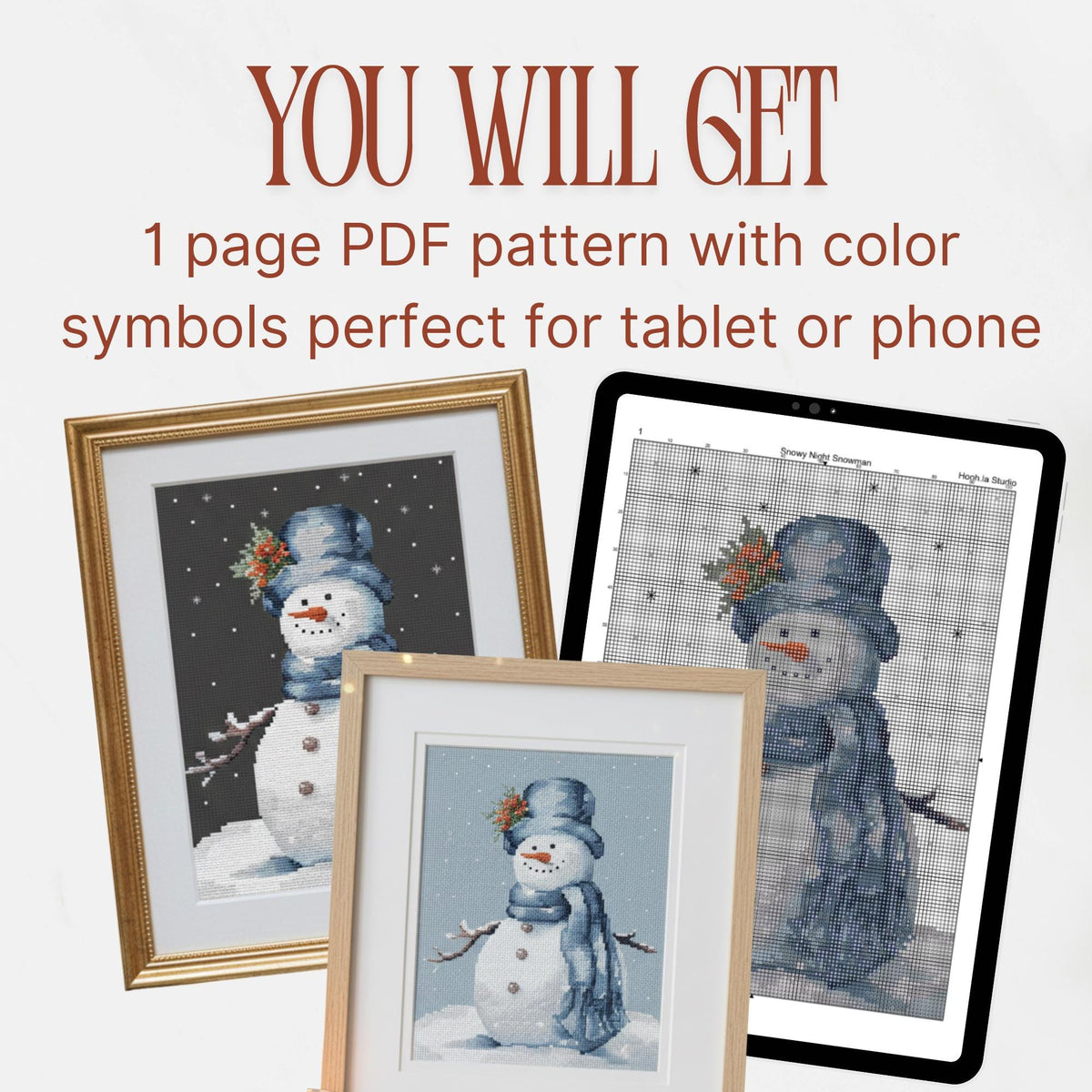 Christmas Snowman Cross Stitch Pattern PDF, Small Easy Winter Design for Beginners