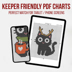 9 Christmas Cats Mini Cross Stitch Patterns, Small Quick Designs