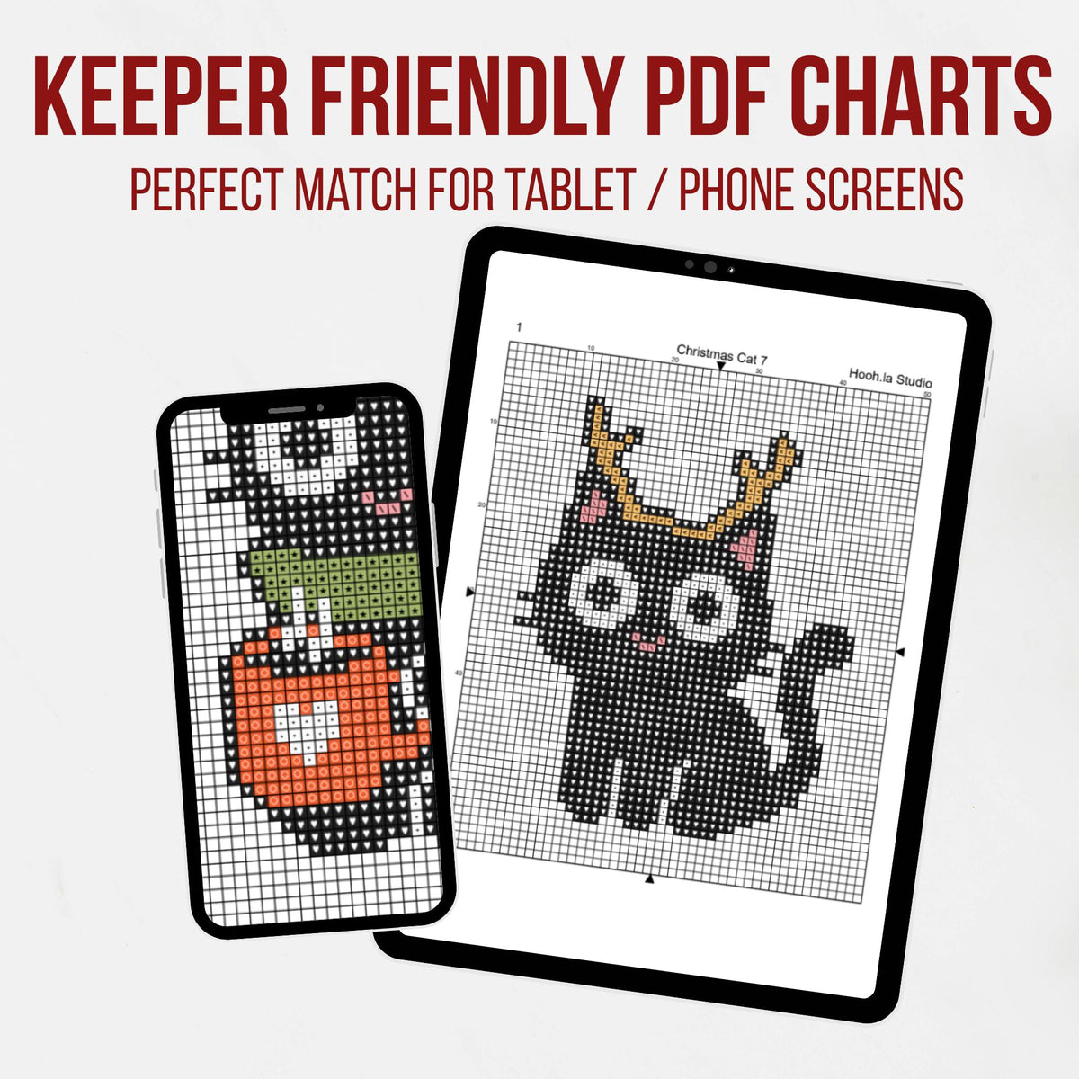 9 Christmas Cats Mini Cross Stitch Patterns, Small Quick Designs