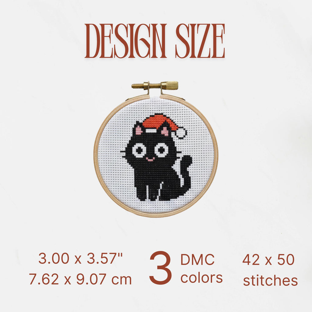 9 Christmas Cats Mini Cross Stitch Patterns, Small Quick Designs