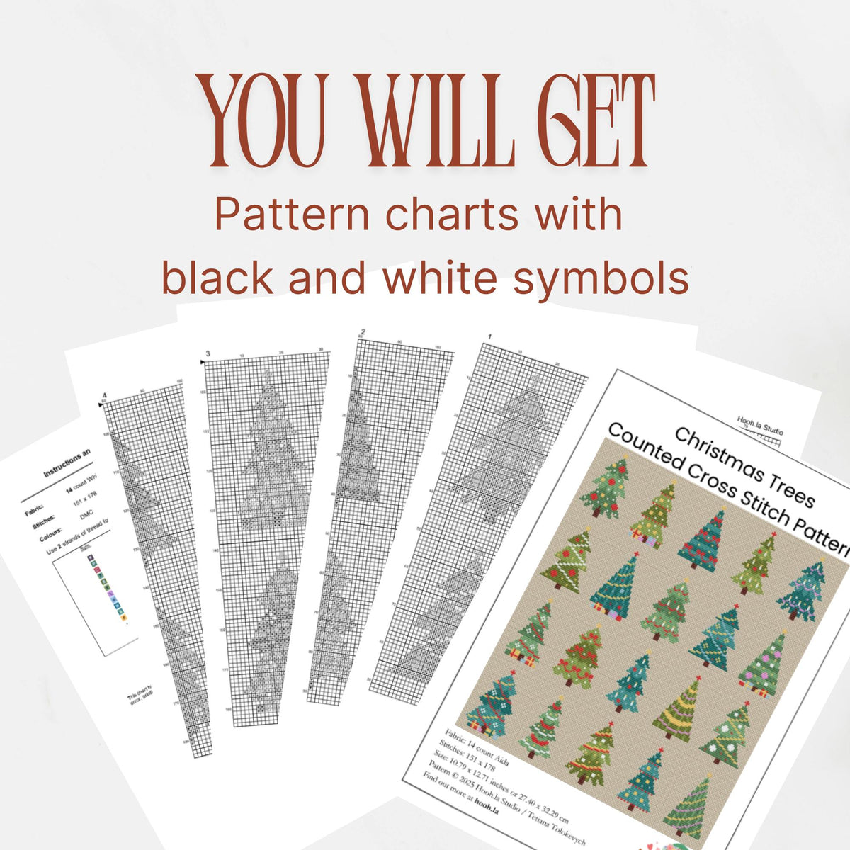 Modern 20 Christmas Trees Small Cross Stitch Pattern