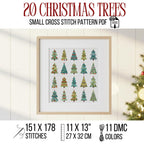 Modern 20 Christmas Trees Small Cross Stitch Pattern