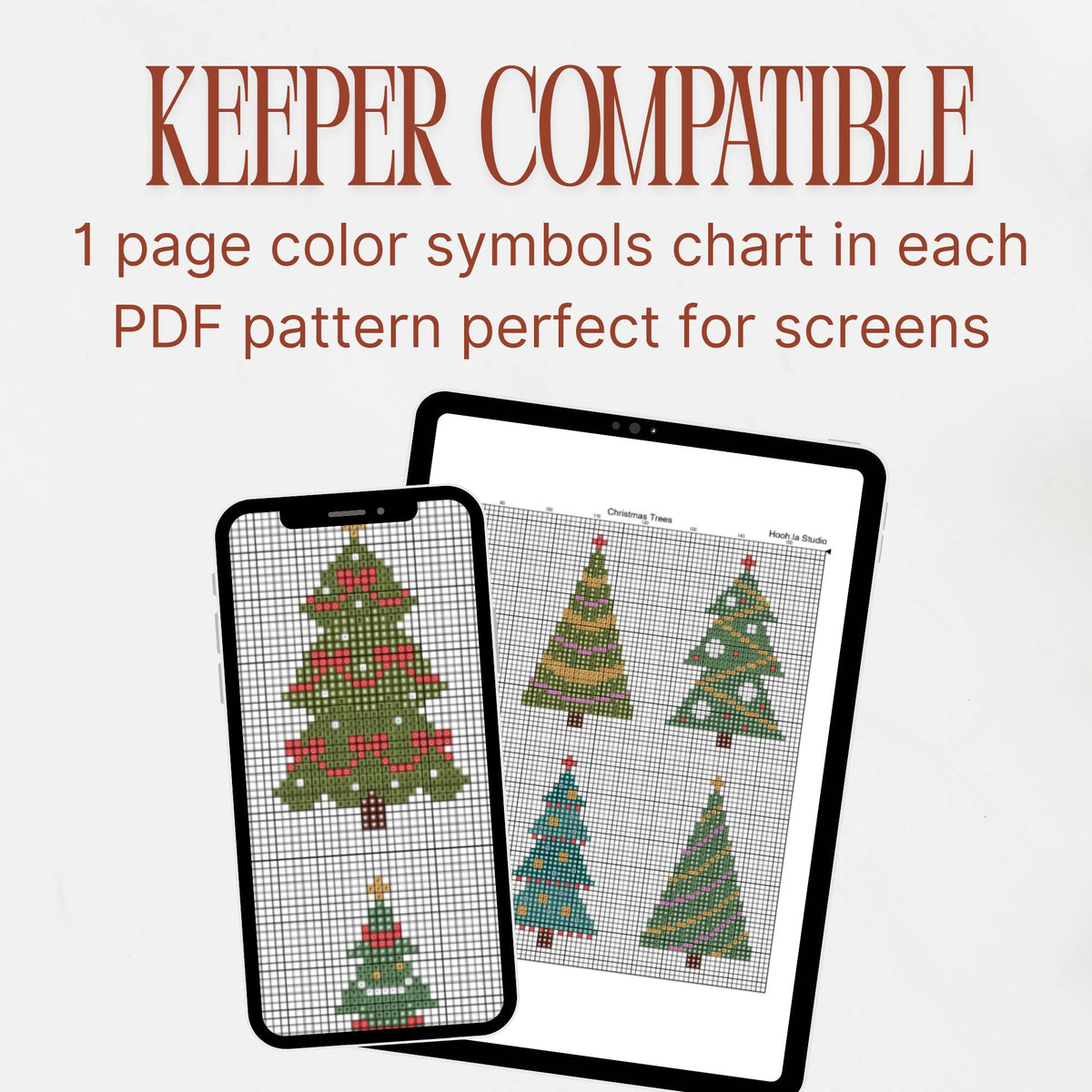 Modern 20 Christmas Trees Small Cross Stitch Pattern