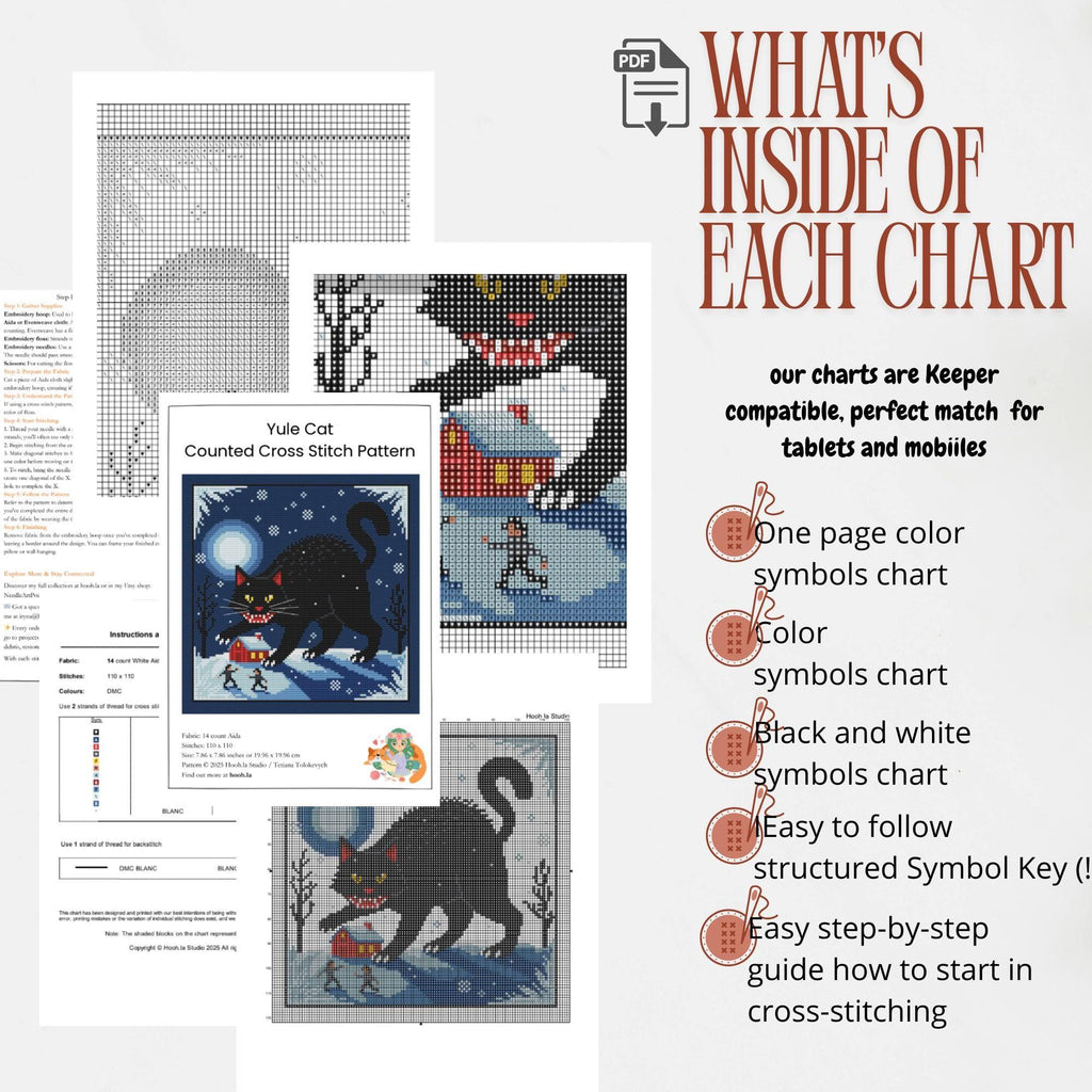Black Yule Cat Jólakötturinn Norse Pagan Christmas Cross Stitch Pattern