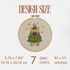 French Bulldog Christmas Tree Cross Stitch Pattern PDF, Funny Dog Chart