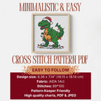 Christmas Cross Stitch Pattern PDF: Funny T-Rex Tangled in Lights, Christmas Tree Rex