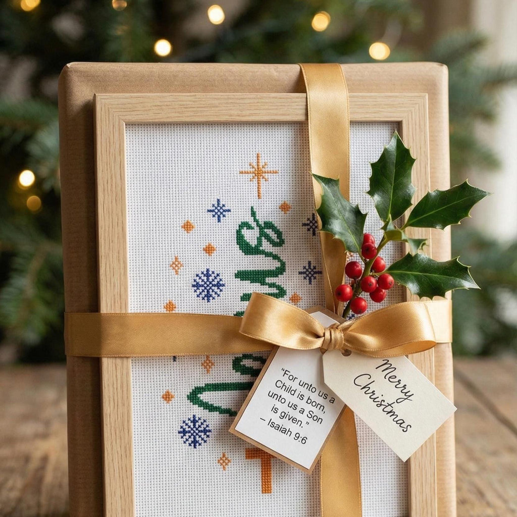 Nativity Cross Stitch Pattern PDF, Small Christmas Tree Jesus with Cross