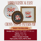 Christmas fox small cross stitch pattern PDF