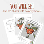 Christmas Goose Cross Stitch Pattern PDF, Whimsy Skating Bird Holiday Chart
