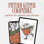 Christmas Goose Cross Stitch Pattern PDF, Whimsy Skating Bird Holiday Chart