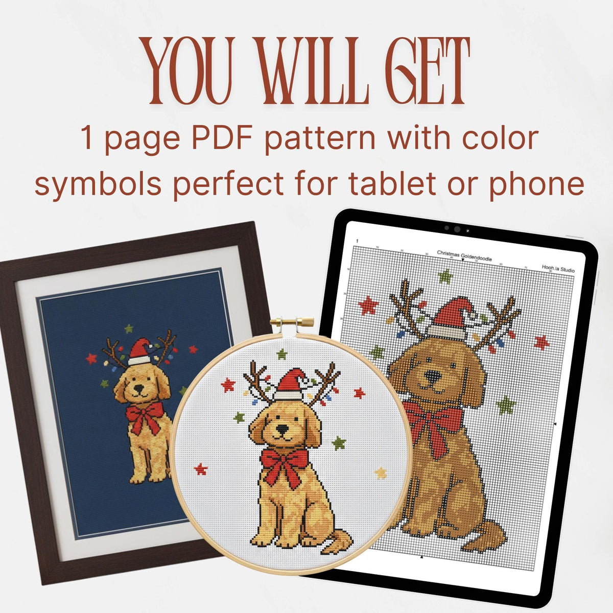 Funny Christmas Dog Cross Stitch Pattern PDF