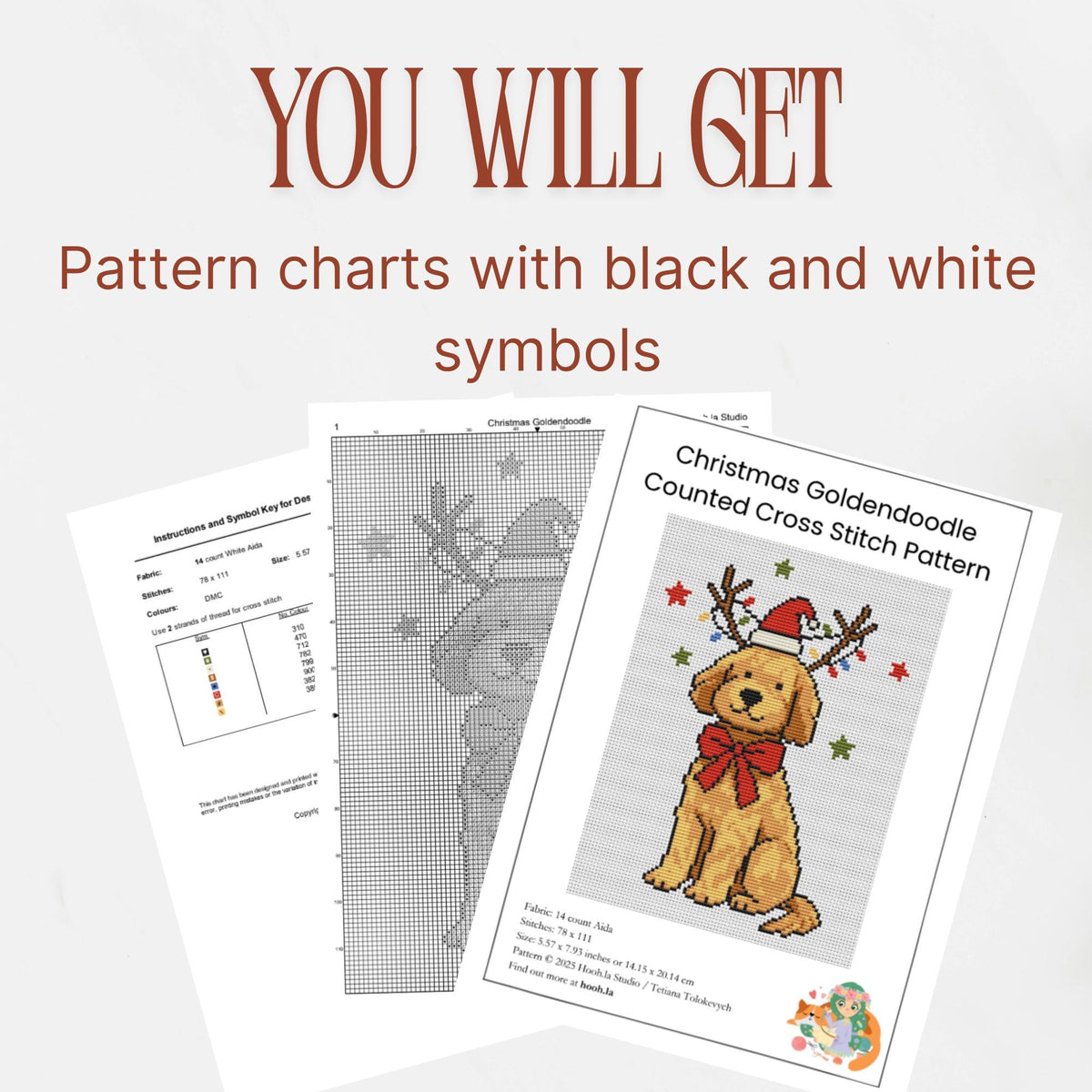 Funny Christmas Dog Cross Stitch Pattern PDF