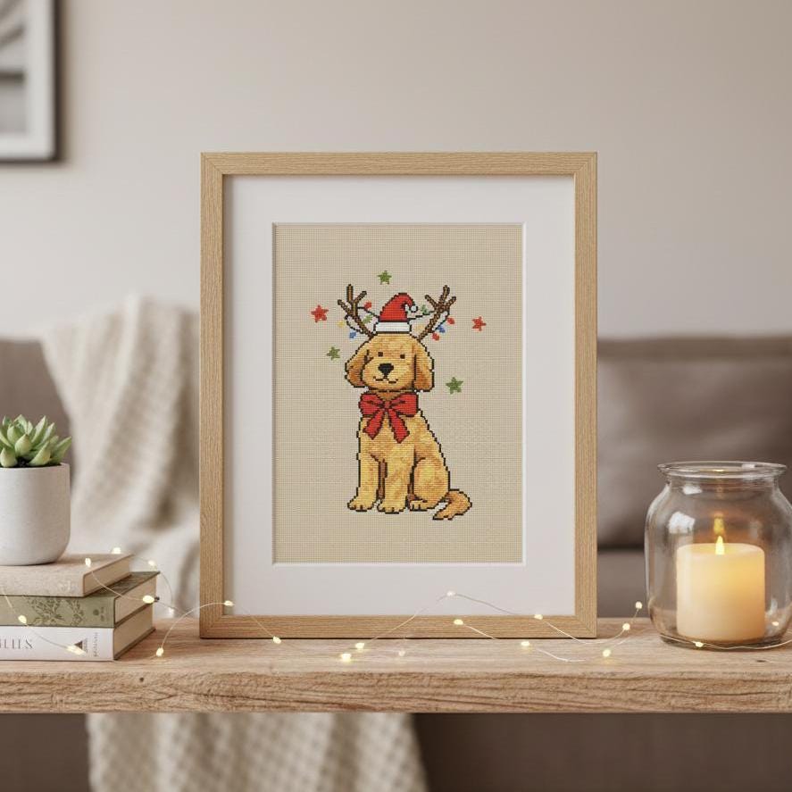 Funny Christmas Dog Cross Stitch Pattern PDF