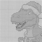 Christmas Cross Stitch Pattern PDF: Funny T-Rex Tangled in Lights, Christmas Tree Rex