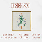 Nativity Cross Stitch Pattern PDF, Small Christmas Tree Jesus with Cross