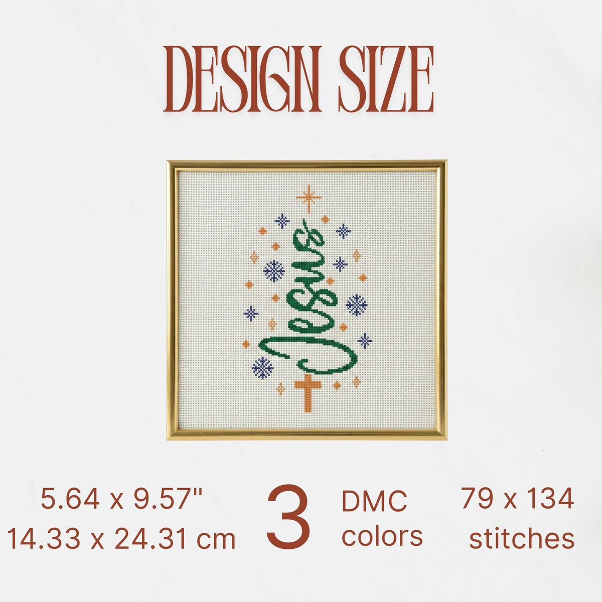 Nativity Cross Stitch Pattern PDF, Small Christmas Tree Jesus with Cross