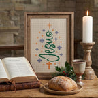 Nativity Cross Stitch Pattern PDF, Small Christmas Tree Jesus with Cross