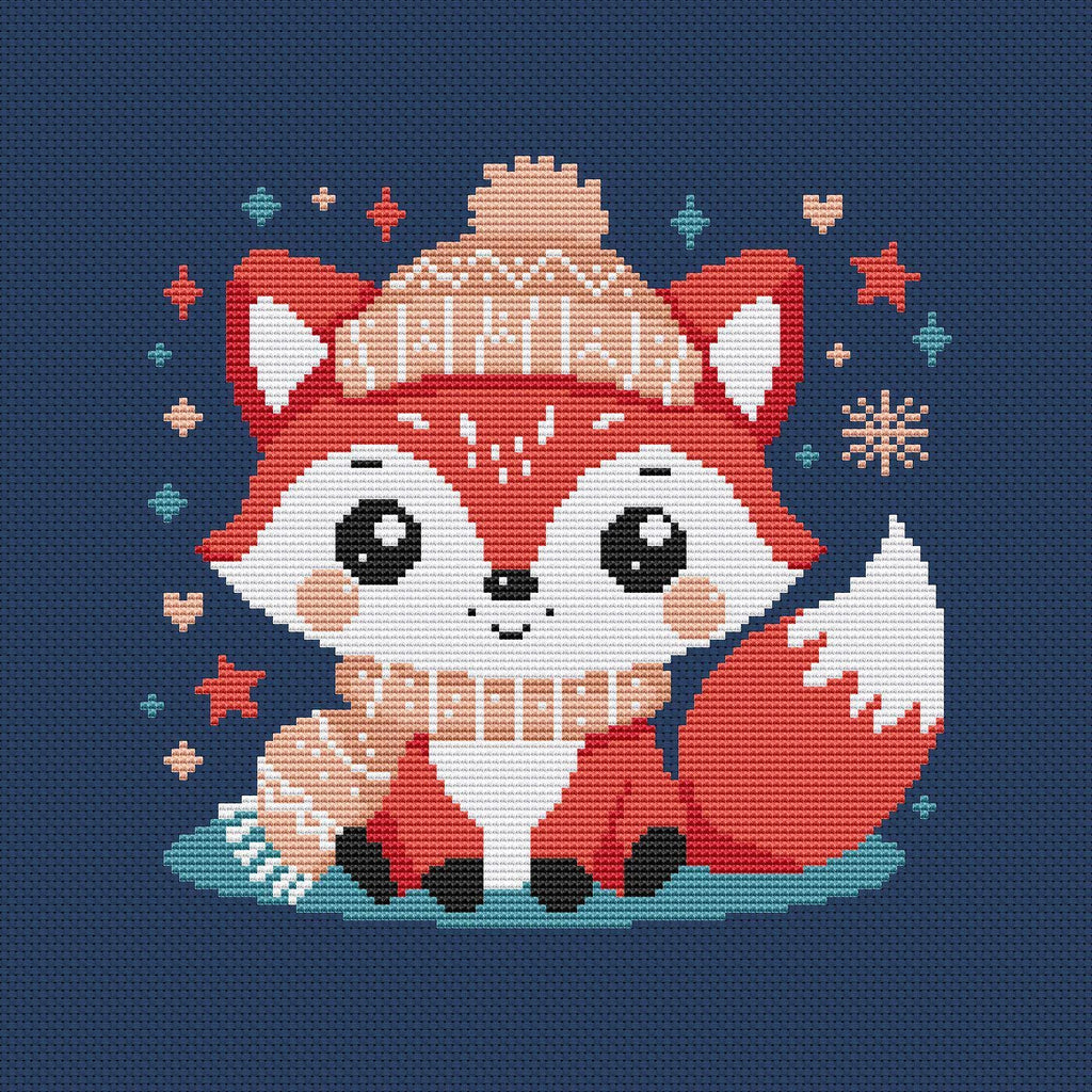 Christmas fox small cross stitch pattern PDF