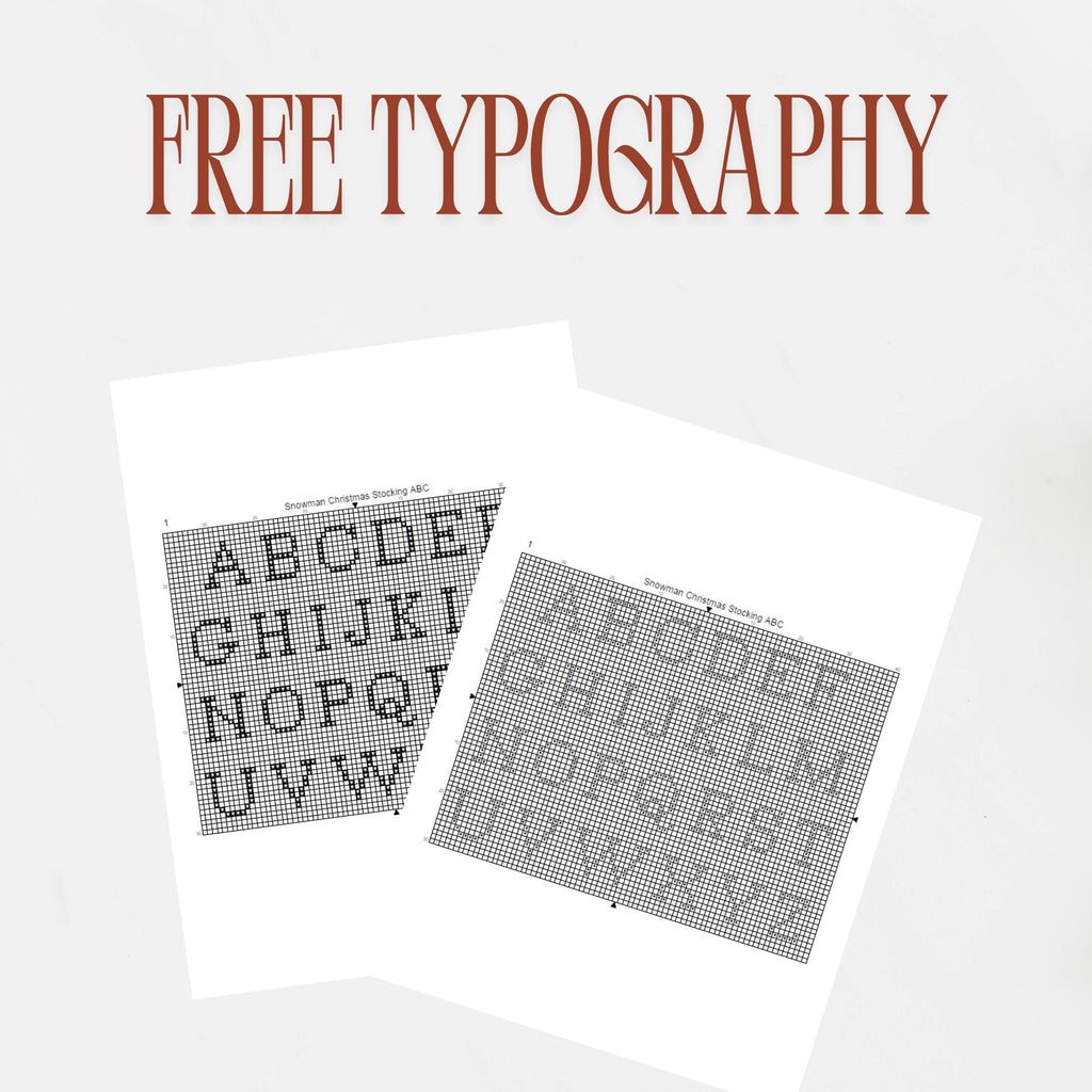 Alphabet chart preview for adding your own name to the Snowman Christmas Stocking