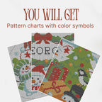 Preview of the color symbol charts included in the Snowman Christmas Stocking PDF pattern