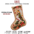 Angel Christmas stocking cross stitch preview and pattern information card