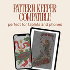 Angel Christmas stocking cross stitch chart preview on a phone and tablet