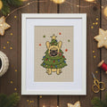 French Bulldog Christmas Tree Cross Stitch Pattern PDF, Funny Dog Chart
