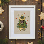 French Bulldog Christmas Tree Cross Stitch Pattern PDF, Funny Dog Chart