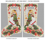 Left- and right-facing versions of the Angel Christmas cross stitch stocking design